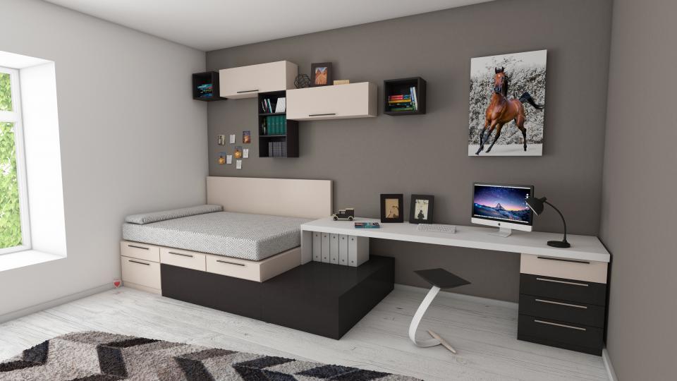Gezeichneter Grundriss einer Wohnung mit nummerierten Räumen und dünnen Linien